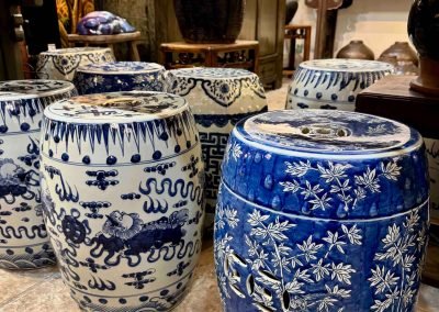 Chinese porcelain blue & white garden drum stools