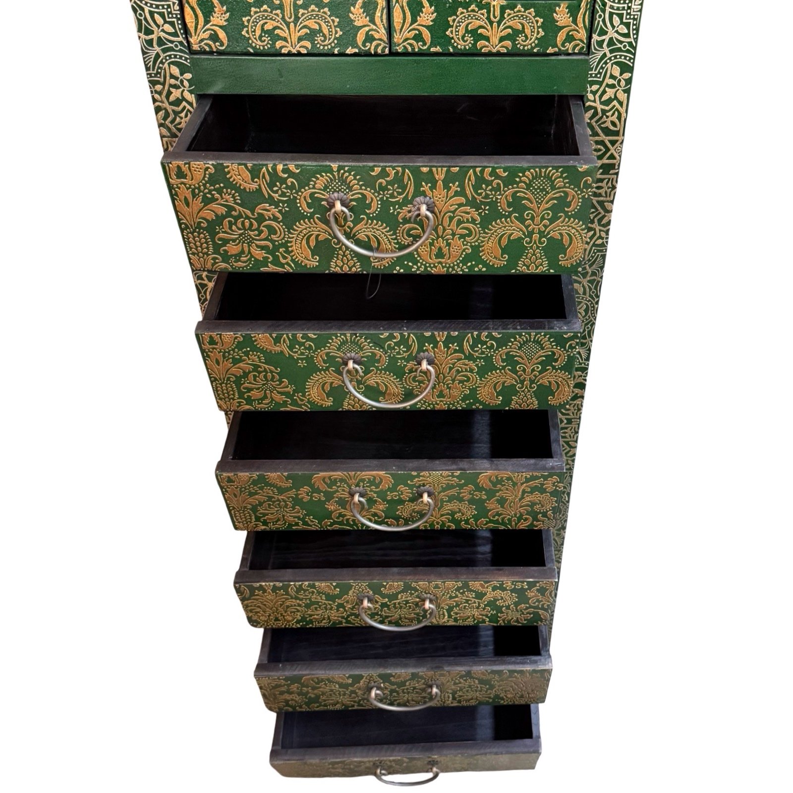 Tibetan-Style Tall Slim Cabinet with 6-Drawers - Image 4