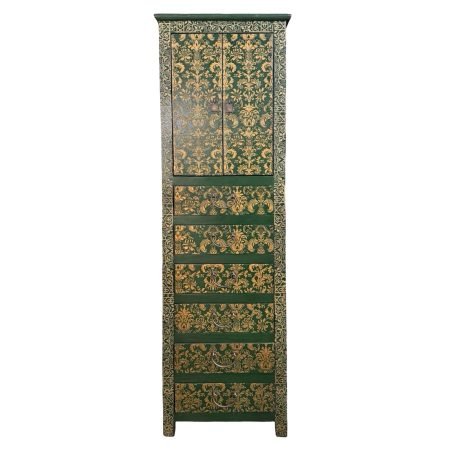 Tibetan-Style Tall Slim Cabinet with 6-Drawers