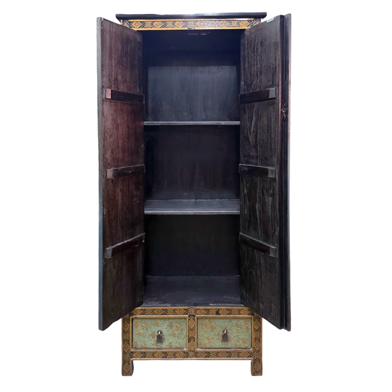 Tibetan-Style Tall Slim Cabinet with 2-Drawers - Image 3