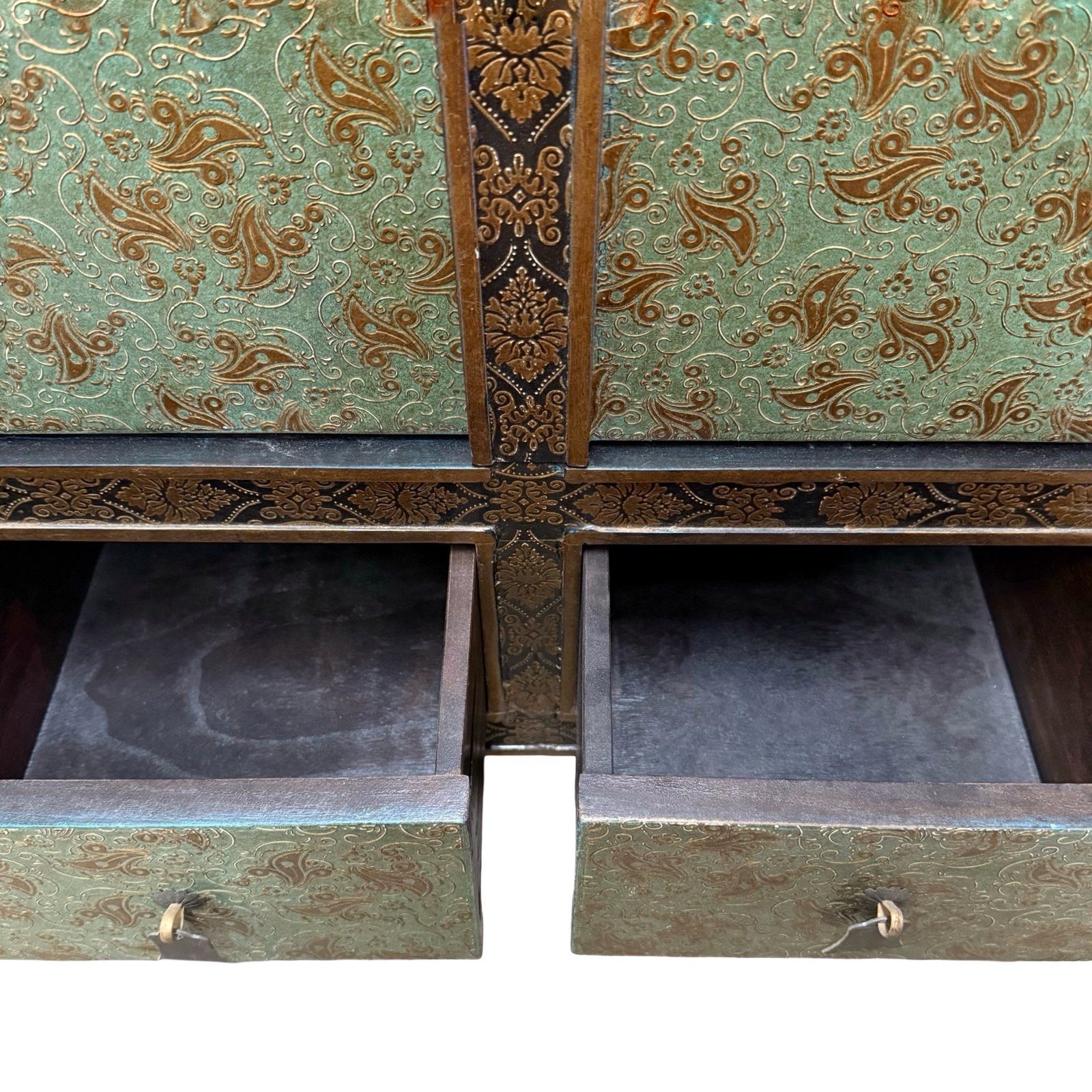 Tibetan-Style Tall Slim Cabinet with 2-Drawers - Image 4