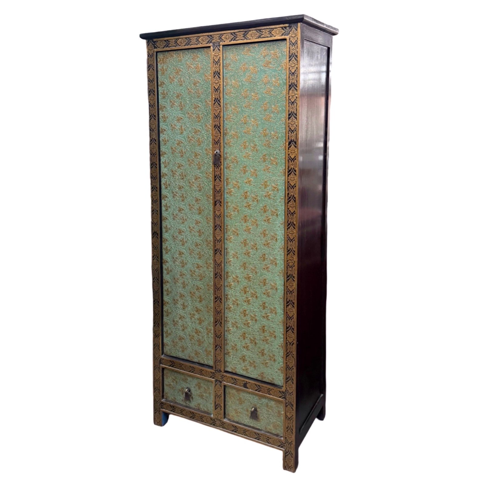 Tibetan-Style Tall Slim Cabinet with 2-Drawers - Image 2