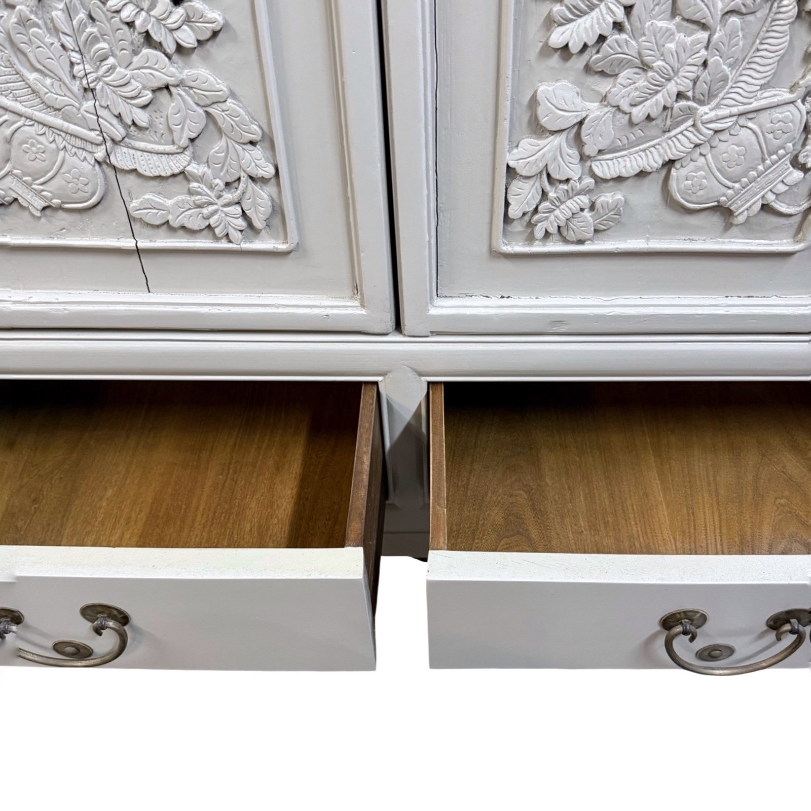 Tapered Cabinet with Old Carved Doors from Zhejiang - Image 4