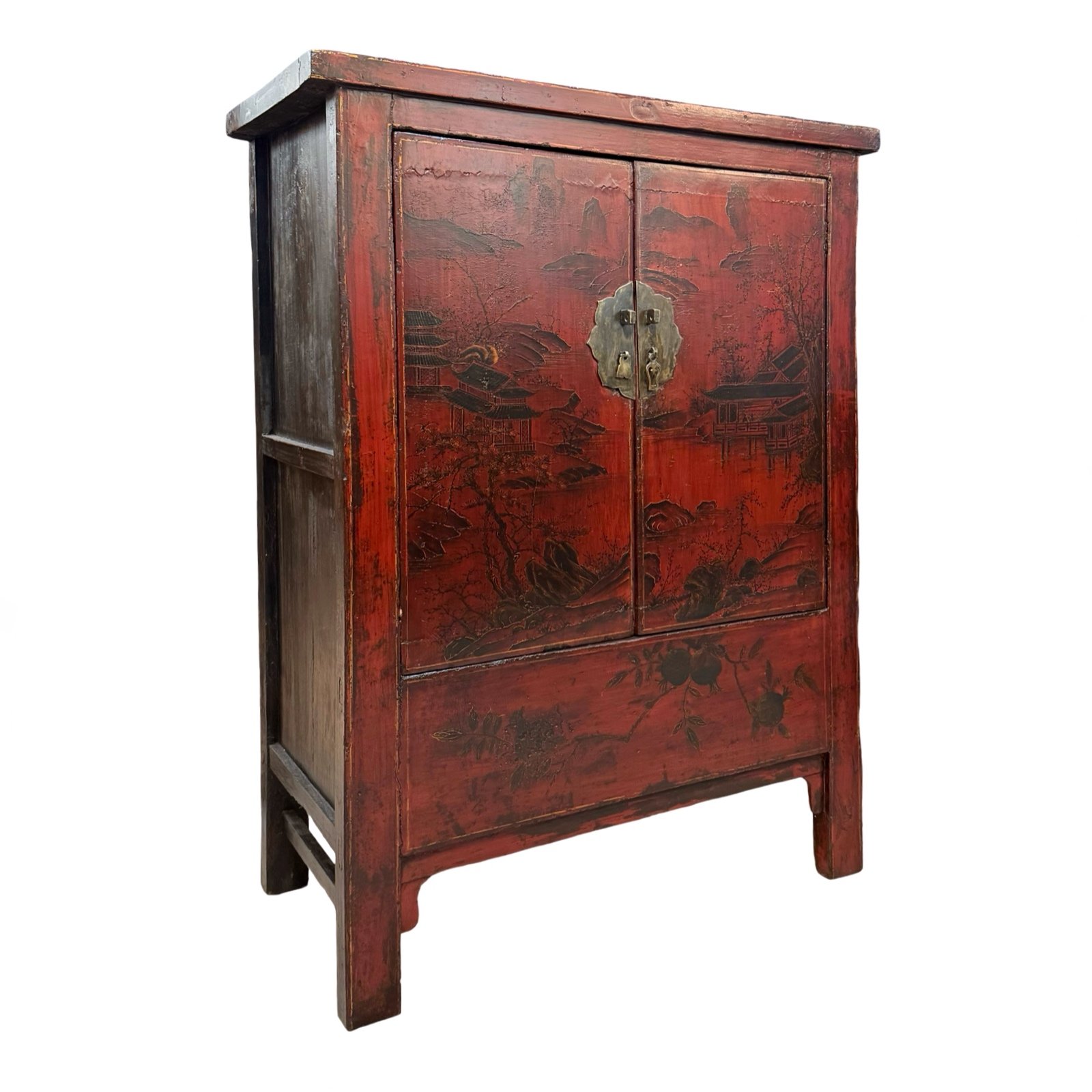 Shanxi Red Cabinet with Painting - Image 2